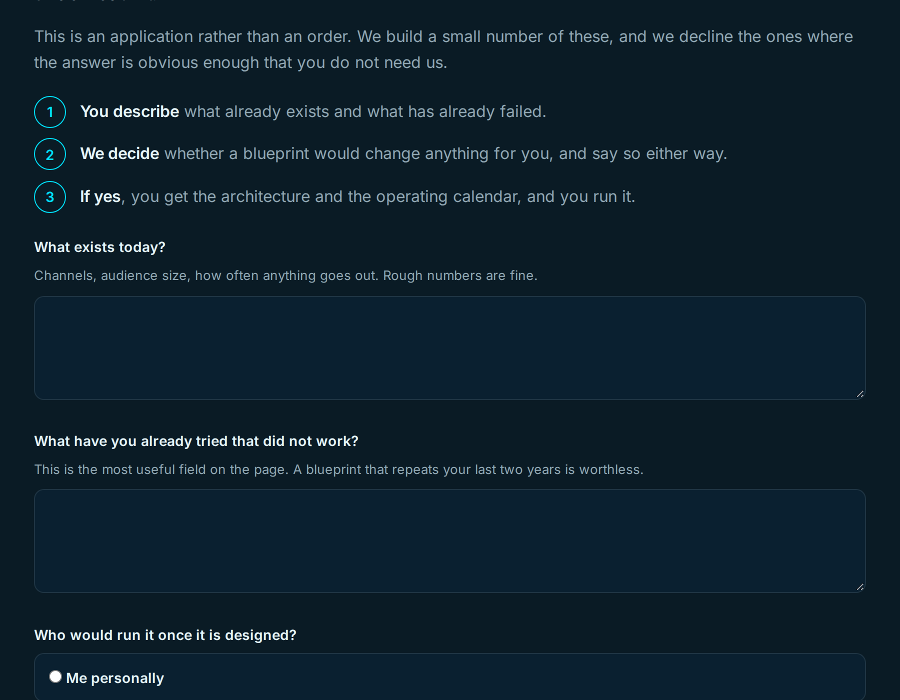 Network Blueprint application form
